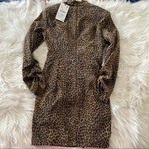 Zara Corduroy Cheetah Long Sleeve Mock Neck Dress - Picture 10 of 10